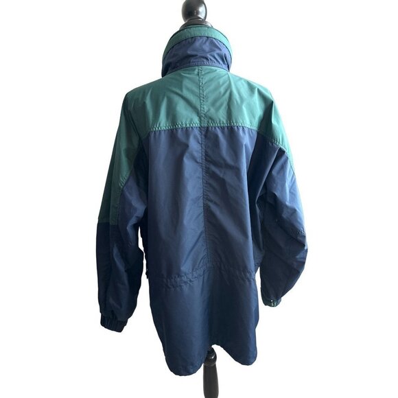 Columbia Coat Anorak Blue Winter Parka Blue Green 3/4 Button VINTAGE Size Large - Picture 9 of 14